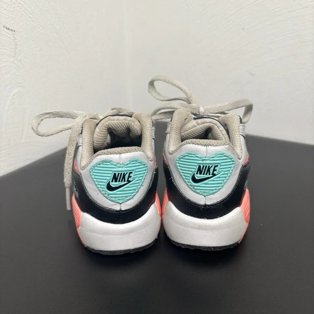Nike Girls Air Max 90 Sneaker Athletic White Multicolor 833377-013 Lace Up Sz 7C